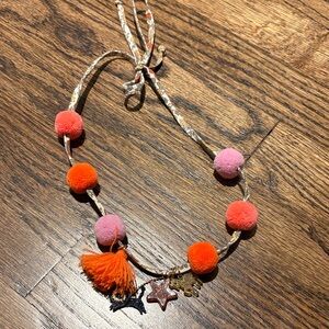 NWOT Crewcuts Liberty print Pom Pom charm necklace